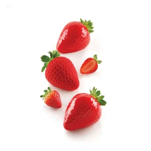 Silikomart Stampo Silicone Fragola 120 Frutta Realistica 3D – 5 Monoporzioni per Dessert Moderni