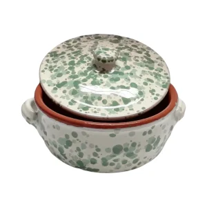 Casseruola in Terracotta con Coperchio Made in Italy - Linea Familia per Cucina Sana - Adatta a Forno e Gas