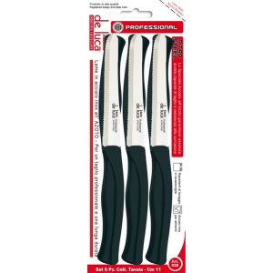 De Luca Coltellerie Set 6 Coltelli da Tavola Punta Tonda Lama 11cm – Acciaio Inox all’Azoto, Lavabili in Lavastoviglie