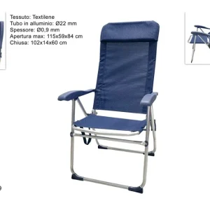 Sdraio Alluminio Diam. Mm.22 Telo Texilene Blu Scuro / Turchese