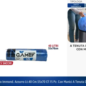 Sacchetto Immondizia 40L 55x70cm Con Manici a Tenuta di Liquidi | Diversi Colori