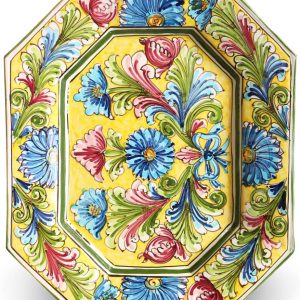 PIATTO DA PORTATA OTTAGONALE CERAMICA SICILIANA – ROSOLINI