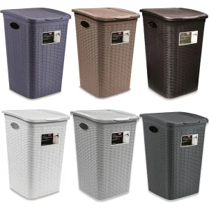 Stefanplast Portabiancheria 50 Lt. Cesta Per Panni Sporchi Bagno Elegance Grande 38×37×55 Cm