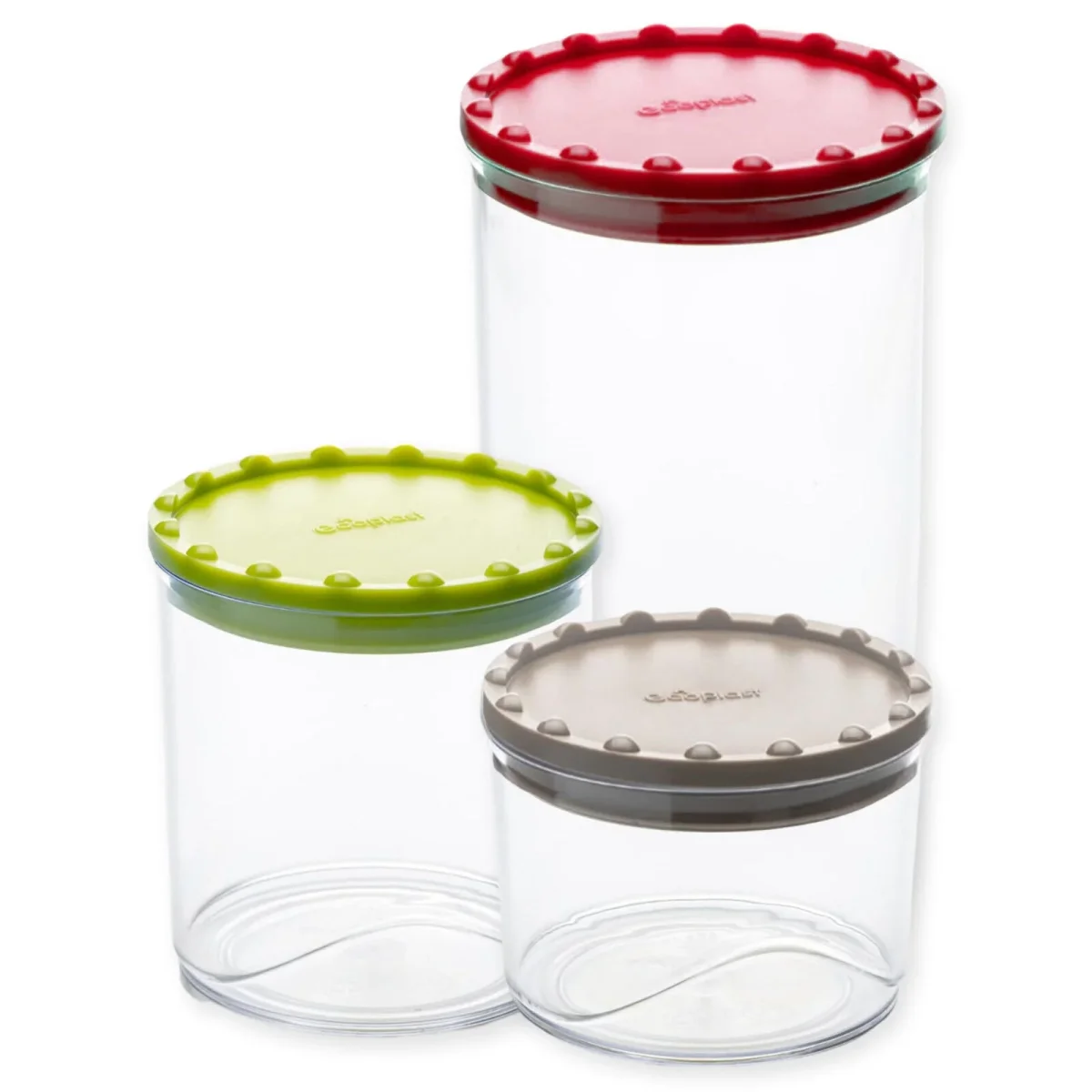 Ecoplast Set Barattoli Alimenti Plastica Riciclata Coperchi Colorati Chiusura Ermetica - immagine 2