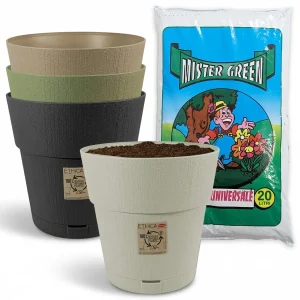 Stefanplast Vaso da Giardino Ethica Plastica Riciclata con Riserva D’acqua e Terriccio