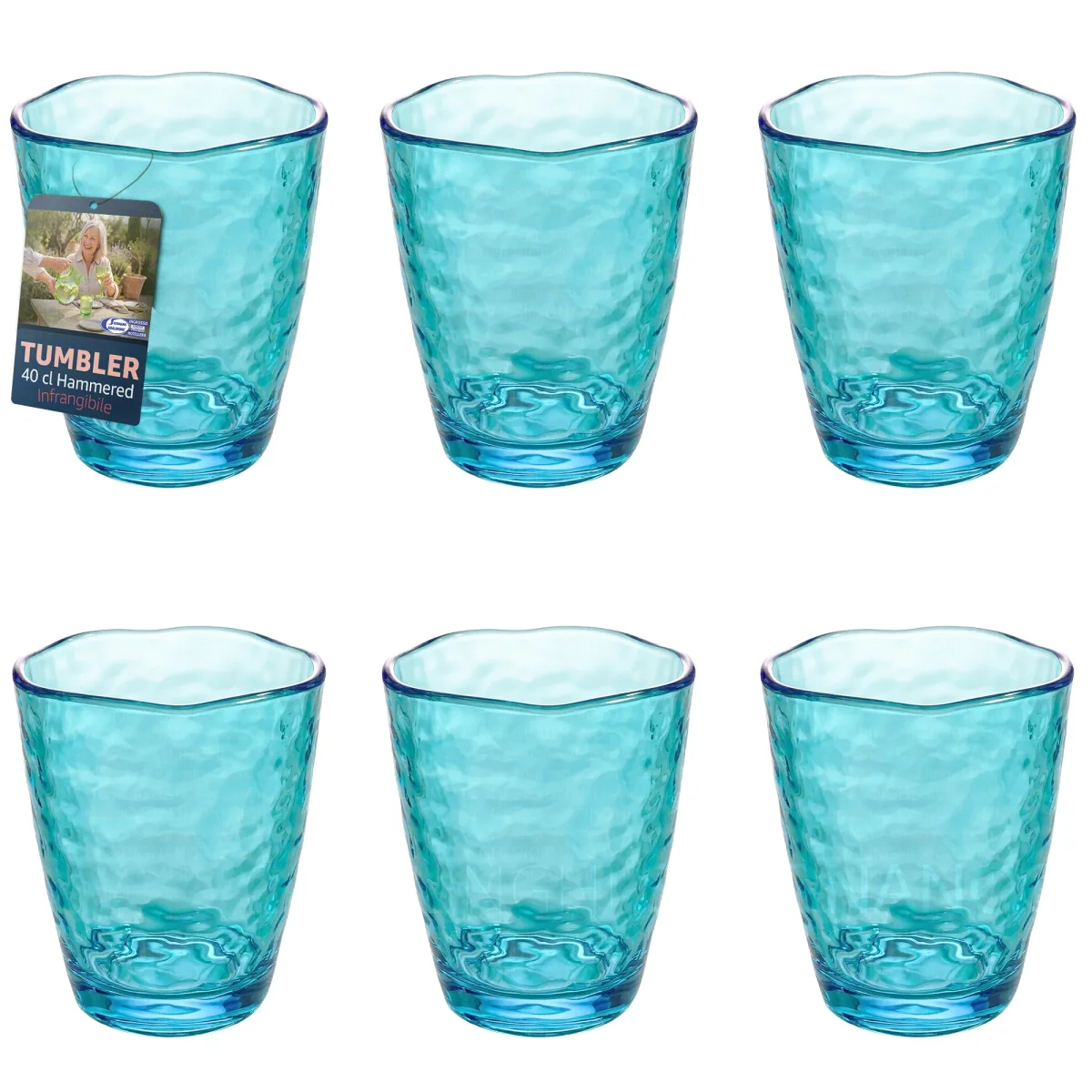 Bicchiere Tumbler Effetto Vetro Martellato in Acrilico Infrangibile (400ml) - immagine 5
